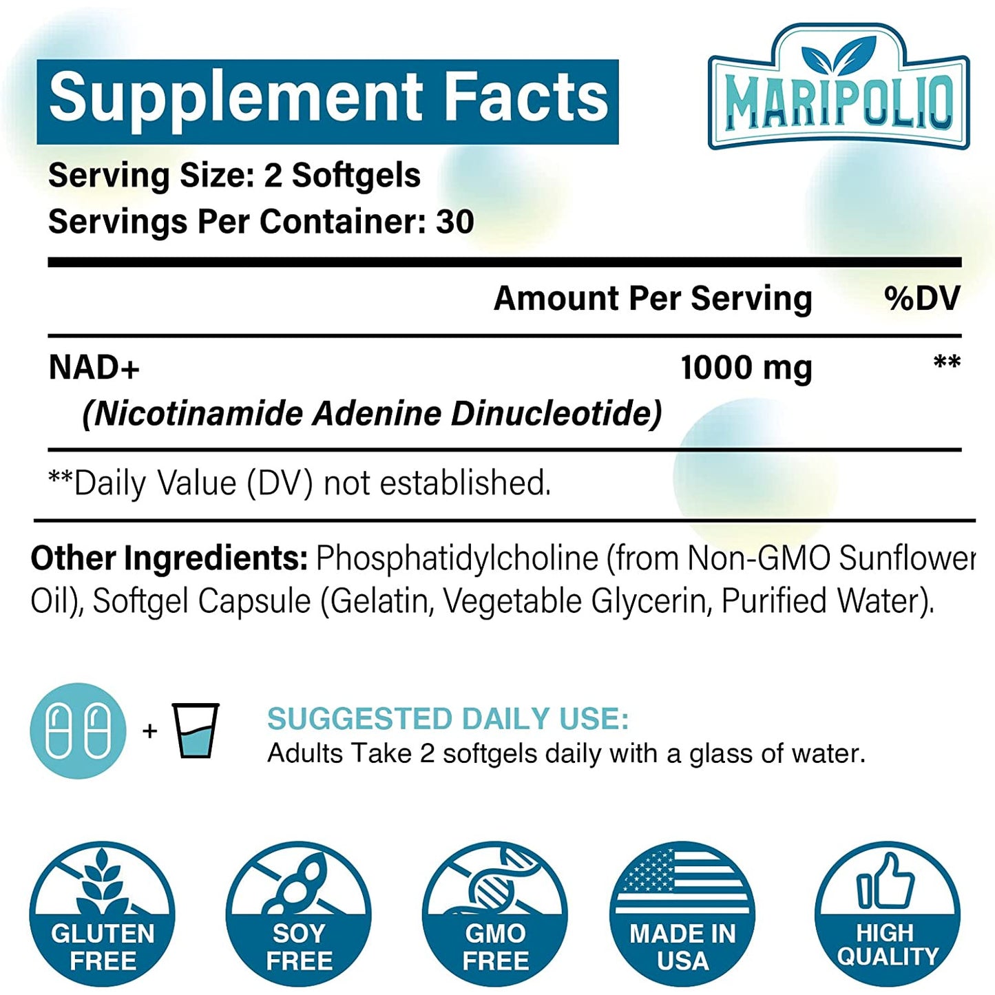 NAD suplemento | NAD + | Alta Efectividad | 1000 mg | 60 capsulas