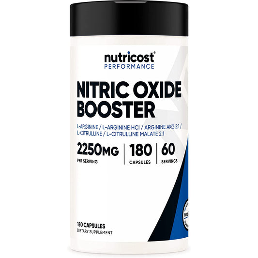 Oxido Nitrico | 2250 mg | Pre Entreno | Nutricost | 180 capsulas